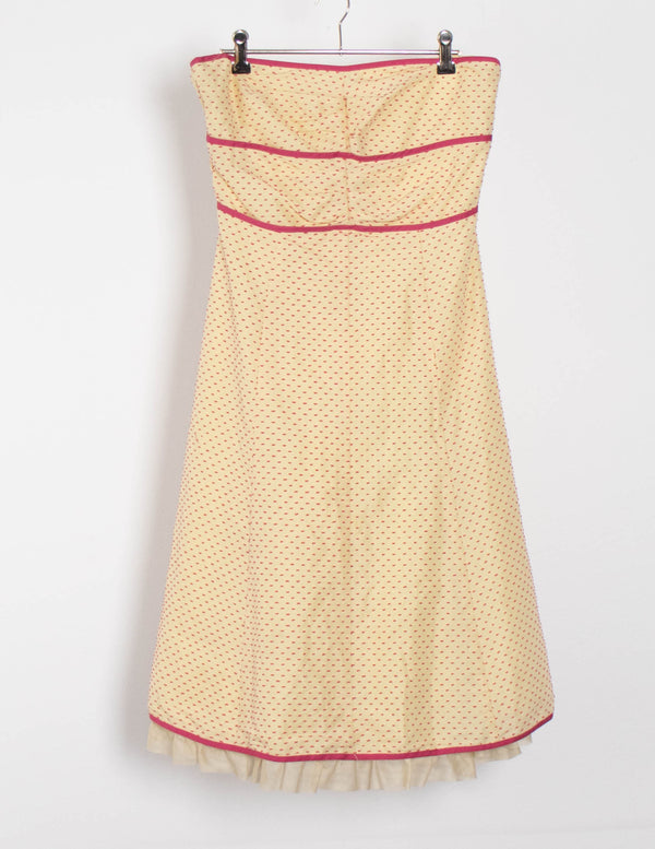 Review Yellow/Pink Strapless Dress - Size 10