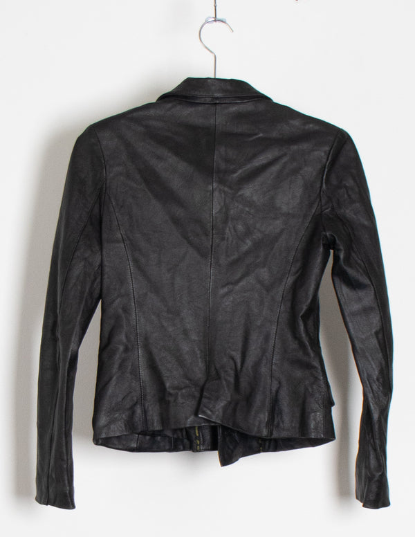 Gi Choi Bumsuk Black Leather Cropped Jacket -Size 8