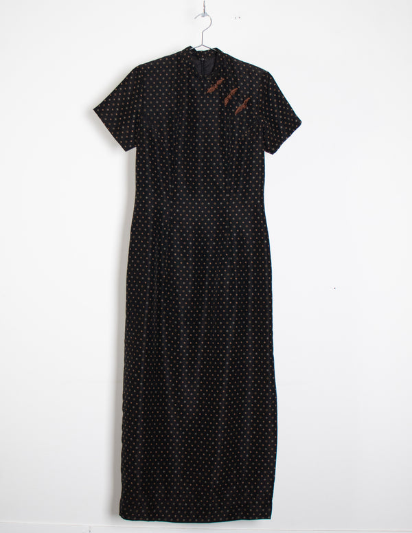 Black/Brown Cheongsam Style Dress - Size S