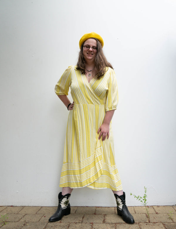 City Chic Yellow Striped Dress Size M