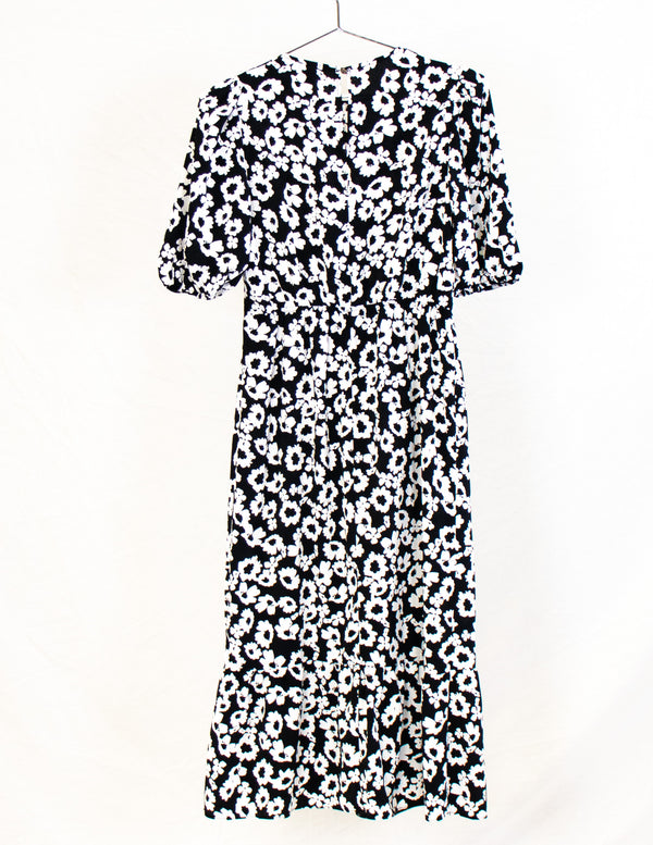 Miss Selfridges Black/White Floral Dress - Size 16