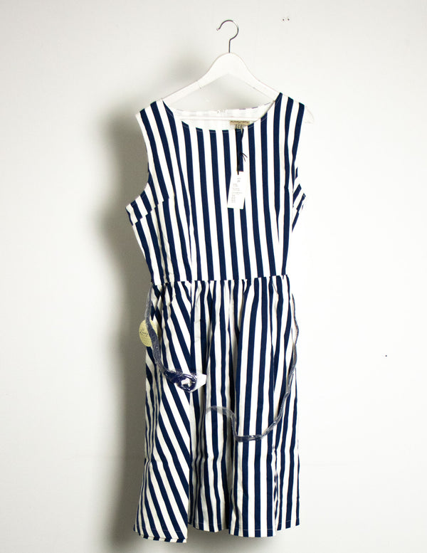 Lindy Bop Navy Blue Stripe Dress - Size 20