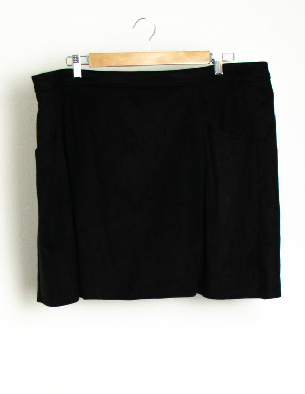City Chic Black Suede Look Mini Skirt - Size XL