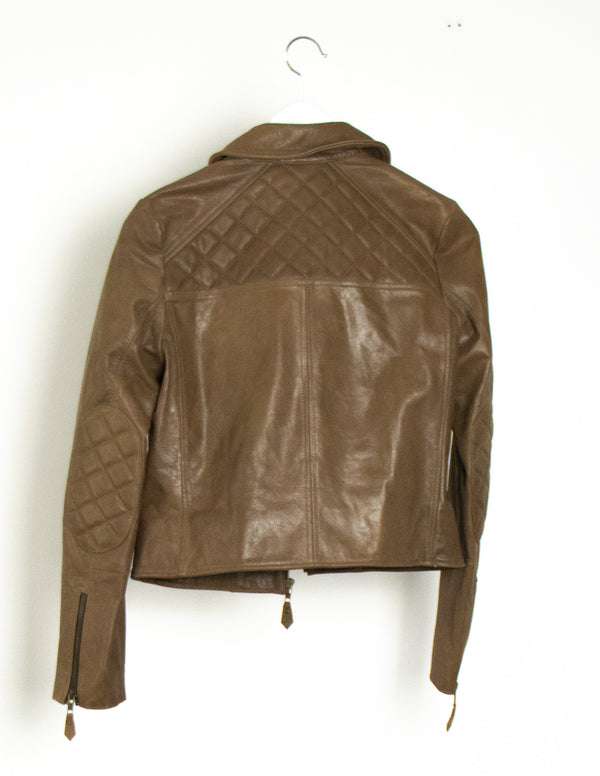 Vintage Brown Leather Jacket - Size 6