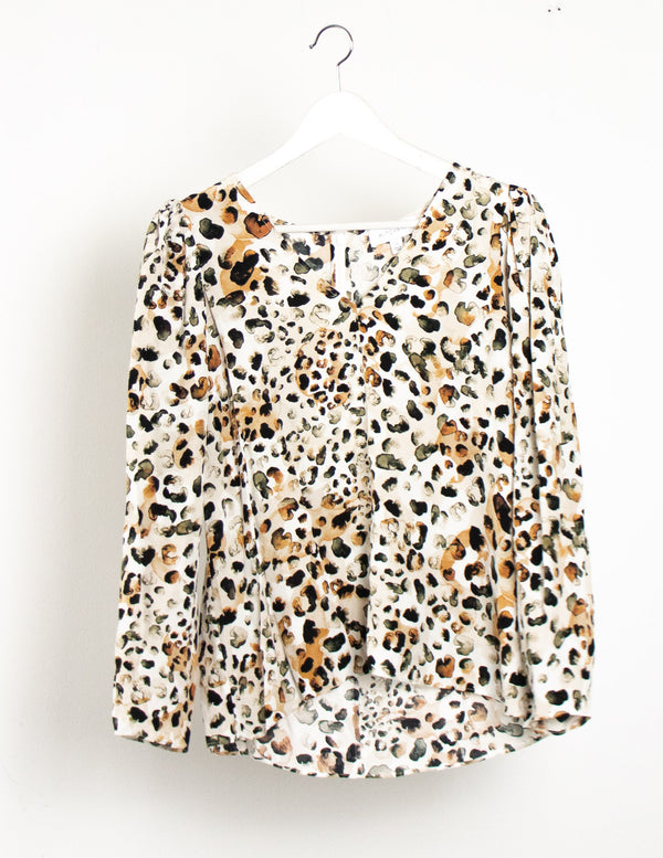 Witchery Cream Abstract Shirt - Size 12