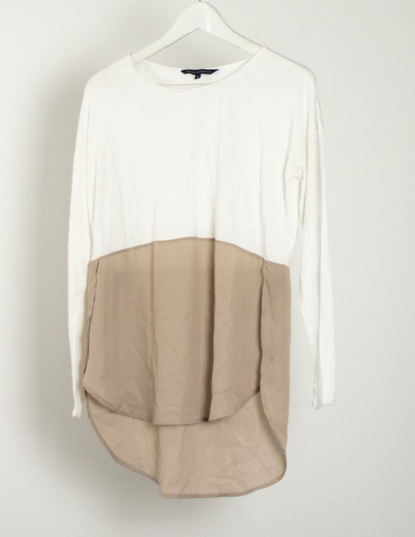 French Connection White/Brown Top - Size S
