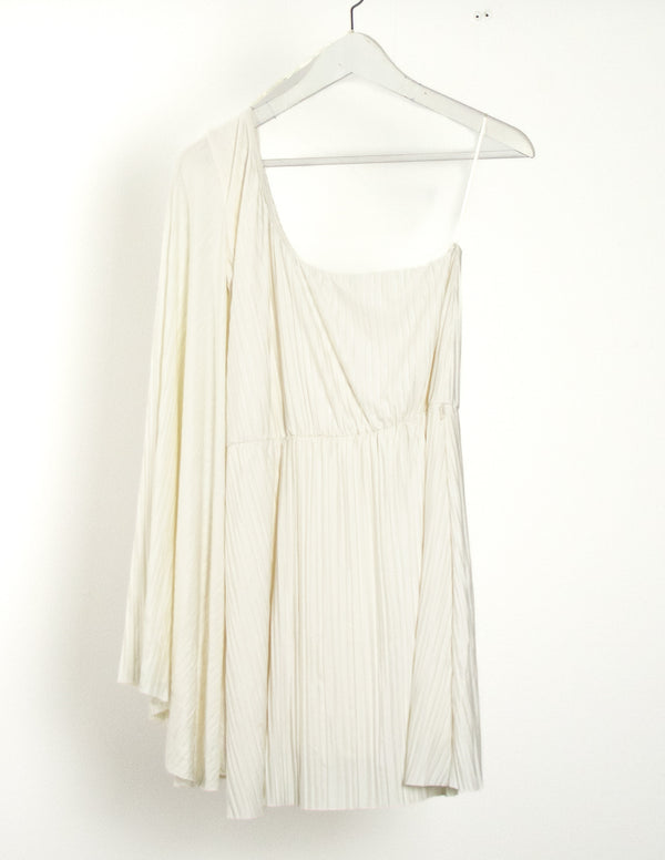 Bec & Bridge White Pleated One Shoulder Dress - Size 8