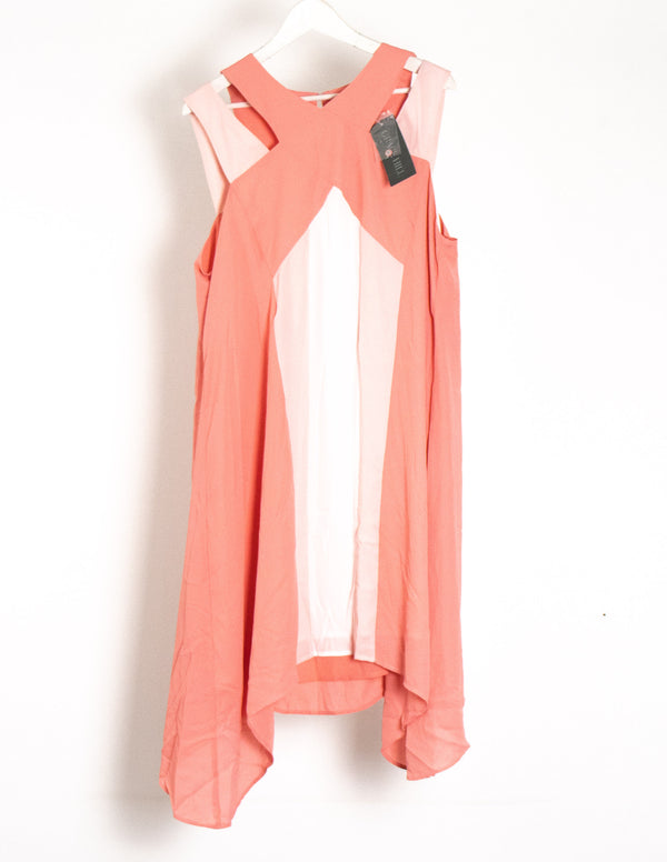 Grace Hill Salmon Pink And white Dress - Size 18