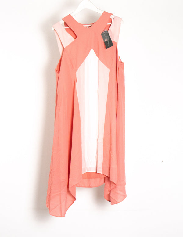 Grace Hill Salmon Pink And white Dress - Size 18