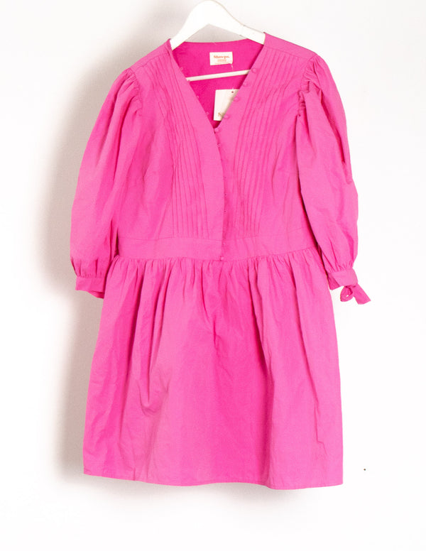 Showpo Zandra Puff Sleeve Poplie Mini Pink Dress - Size 18