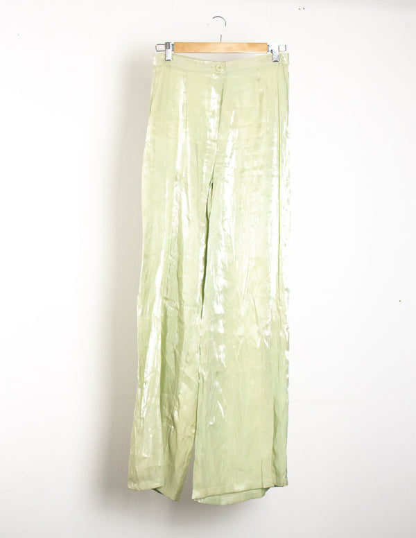 NastyGal Green Shiny Pants - Size 10