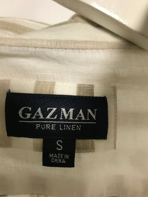 Gazman Beige Striped Linen Shirt - Size S