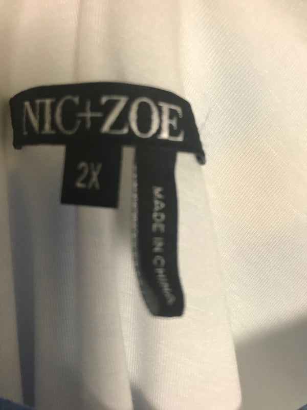 NIC + ZOE Blue Pattern Dress- Size 2XL