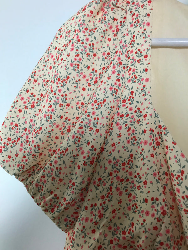 Perfect Stranger Cream/Red Floral Dress - Size 6