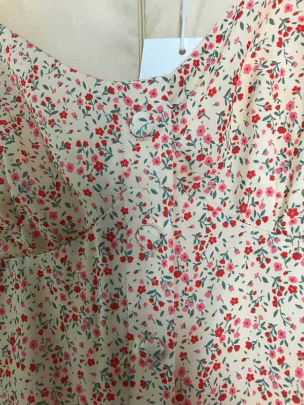 Perfect Stranger Cream/Red Floral Dress - Size 6