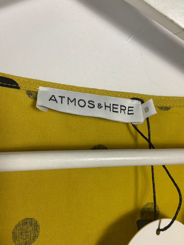 Atmos&Here Yellow Polka Dot Top - Size 8