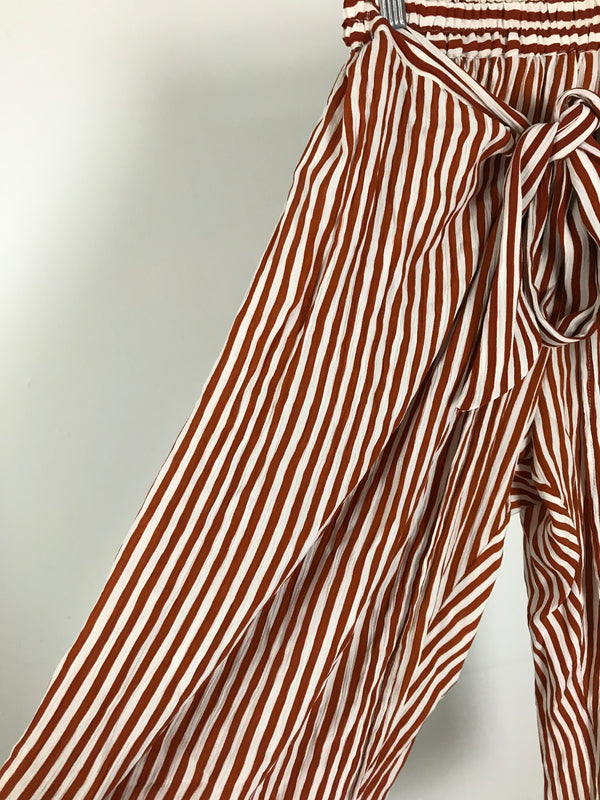 Faithfull The Brand Brown White Stripes Pants - Size 8