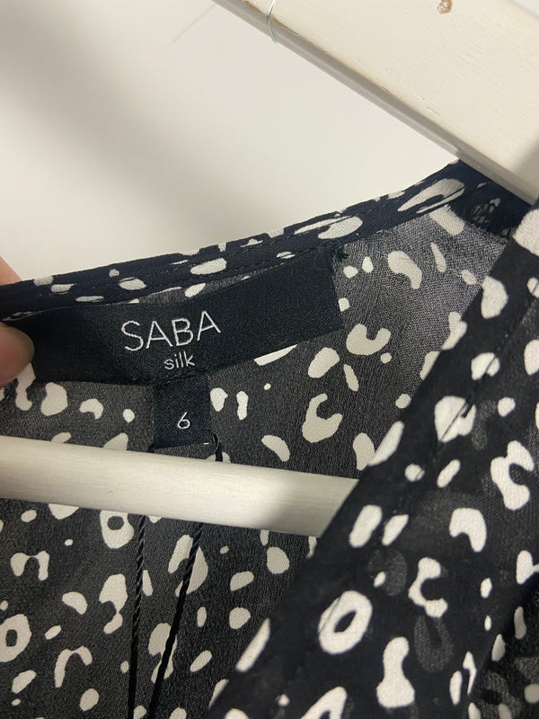 Saba Black/White Print Dress - Size 6