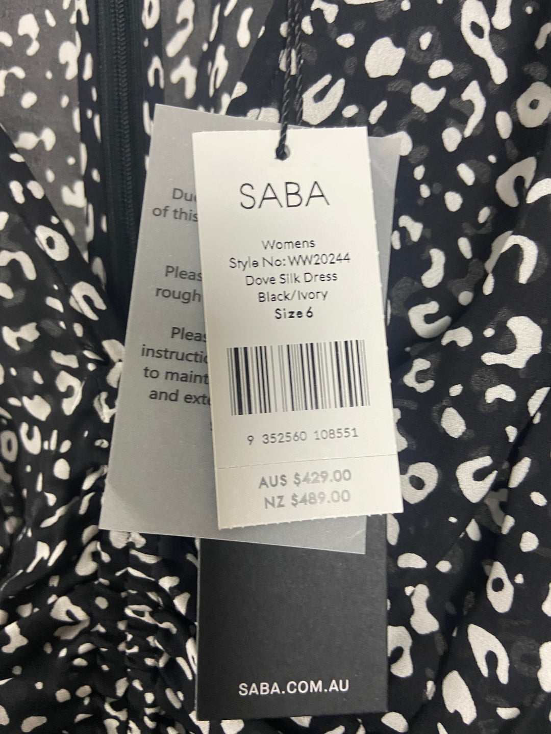 Saba Black/White Print Dress