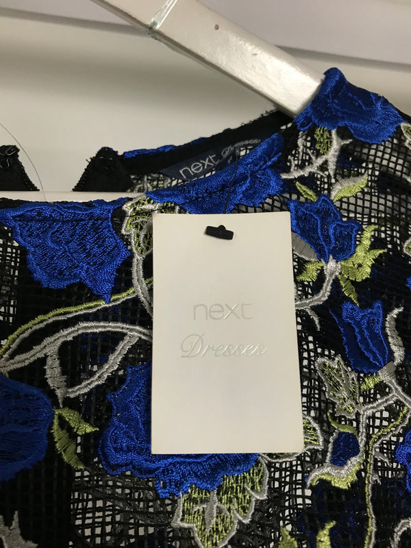 Next Black/Blue Floral Lace Dress - Size 22