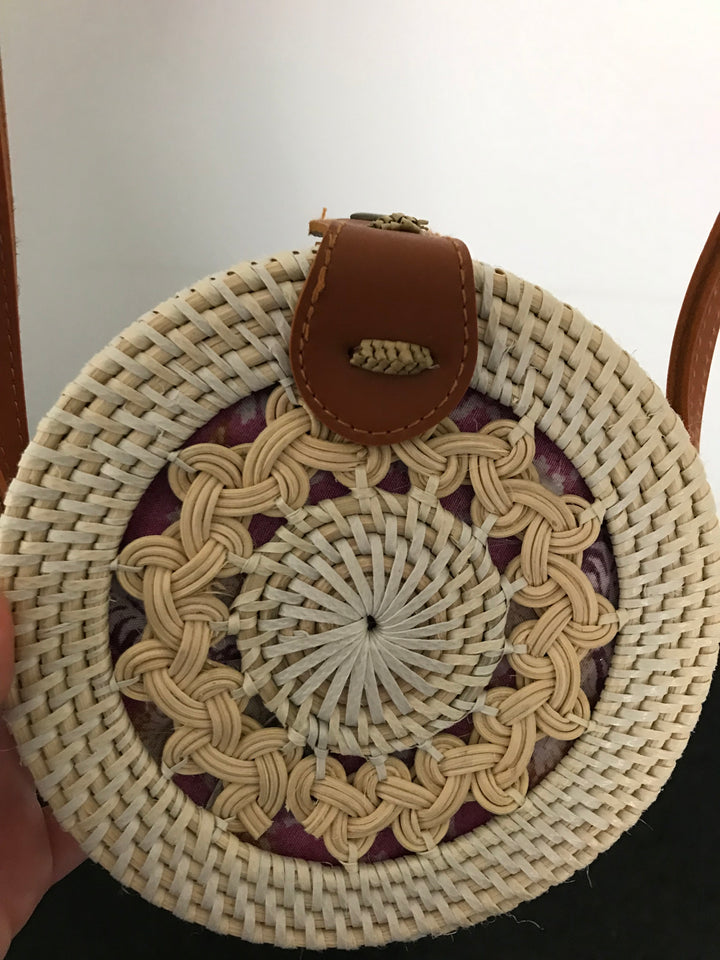 Beige  Circle Woven Bag