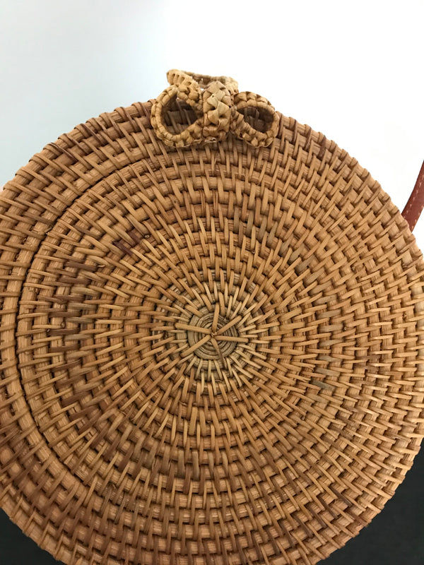 Brown Circle Woven Handbag