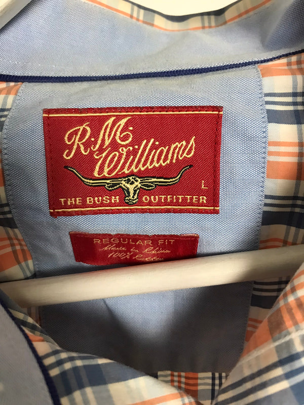 RM Williams White/Blue/Orange Shirt - Size L