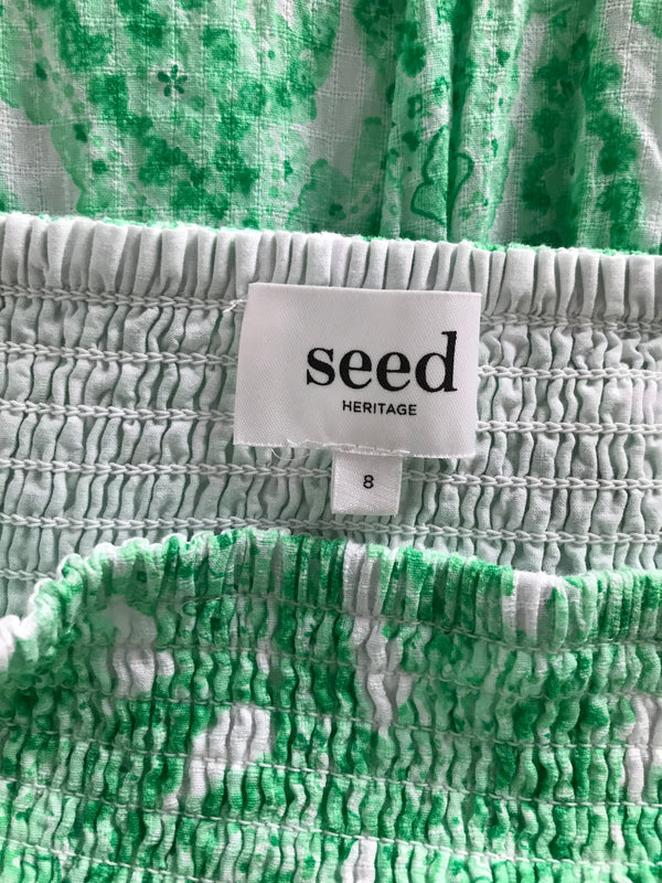 Seed Heritage Green/White Abstract Dress- Size 8