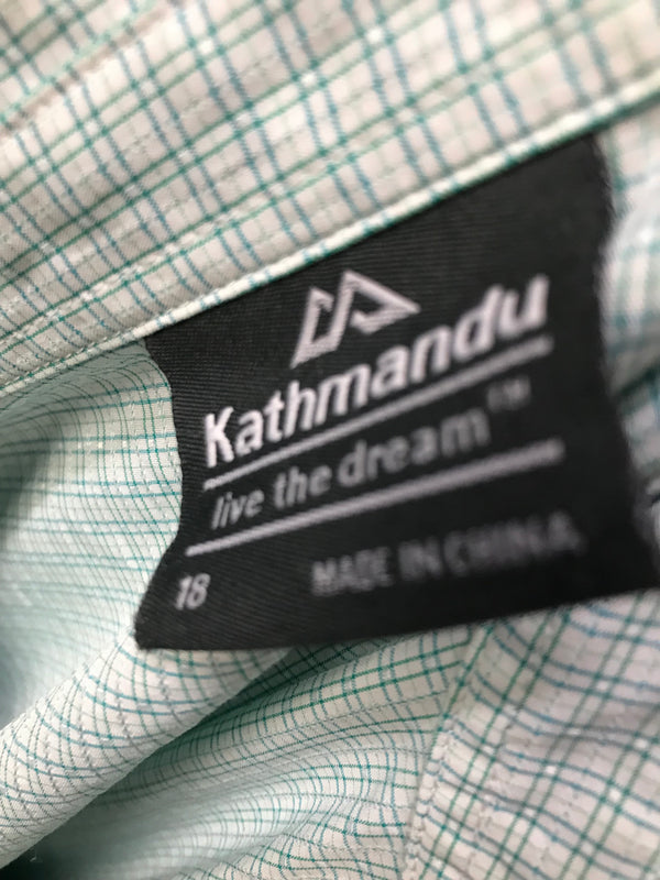 Kathmandu White/Mint Green Checkered Shirt - Size 18