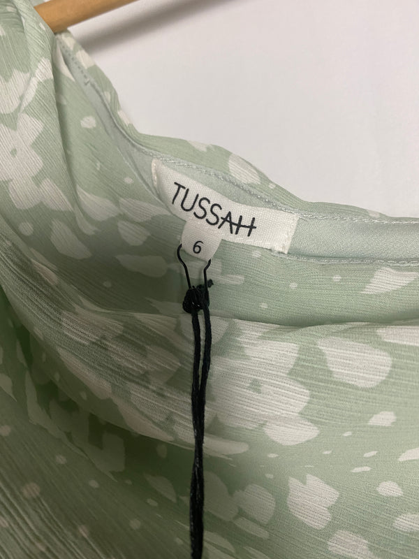 Tussah Sage Raindrop Spot One Shoulder Mini Dress - Size 6