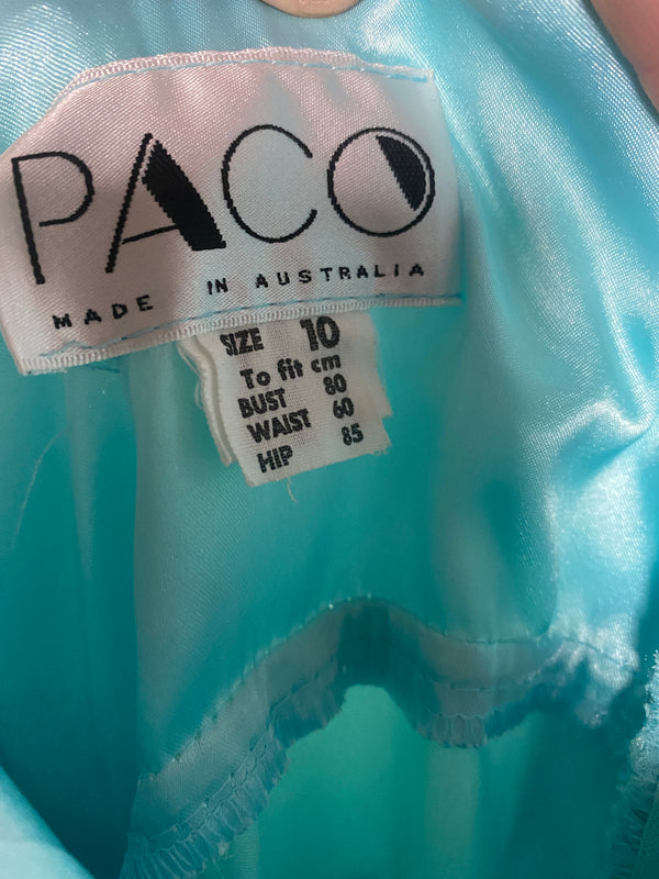 Paco Vintage Pastel Green and Blue Gown Dress