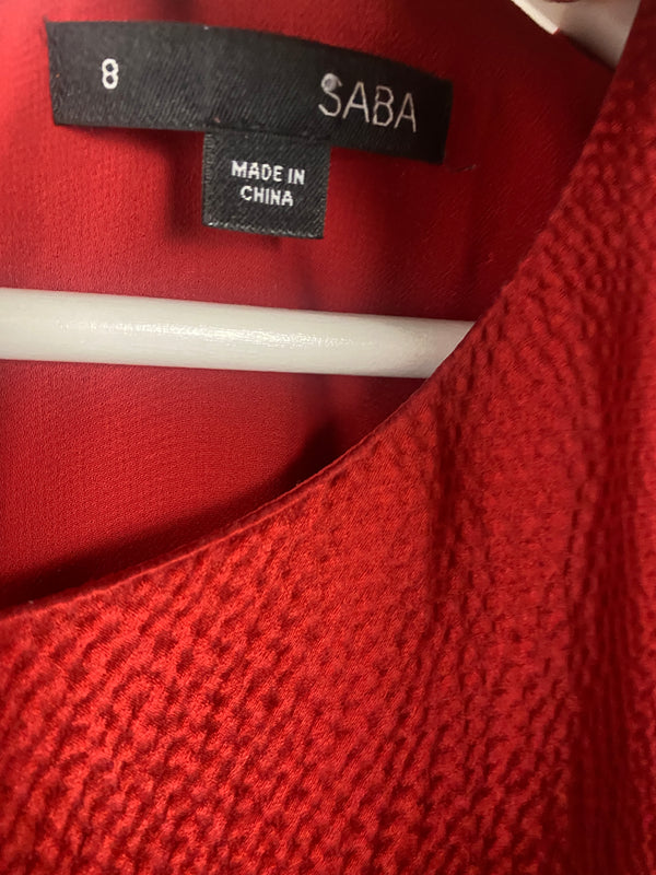 Saba Red Silk Dress - Size 8