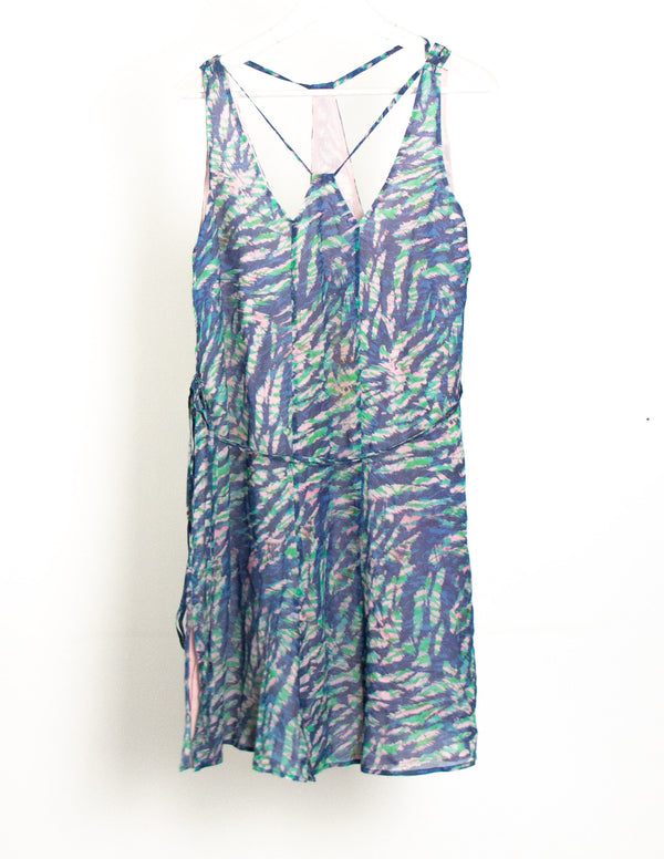 Bettina Liano Blue/Green/Pink Stripe Print Dress - Size 12