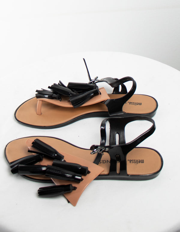 Melissa + Salinas Tan/Black Sandals - Size 7