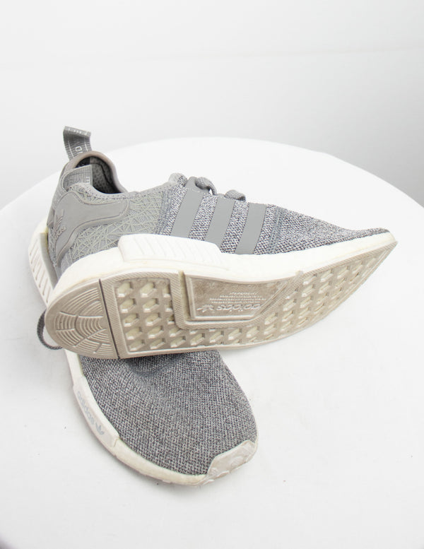 Adidas Grey Stripe Knitted Sneakers - Size 8.5