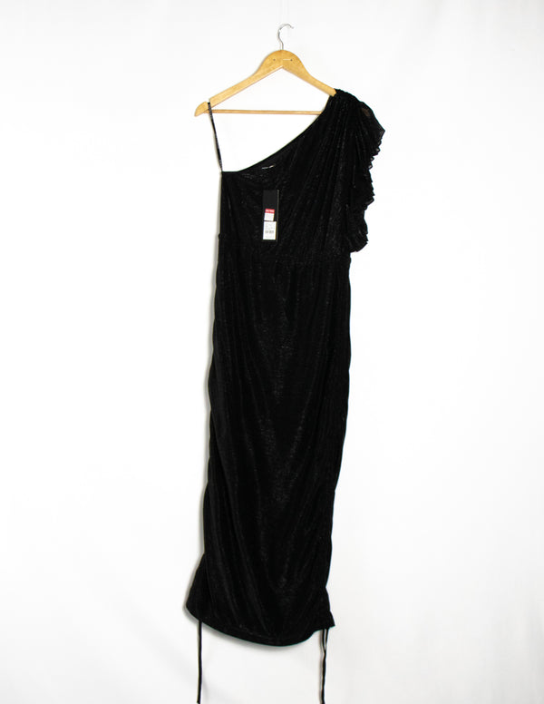 Shona Joy One Shoulder D/String Black Dress - Size 6