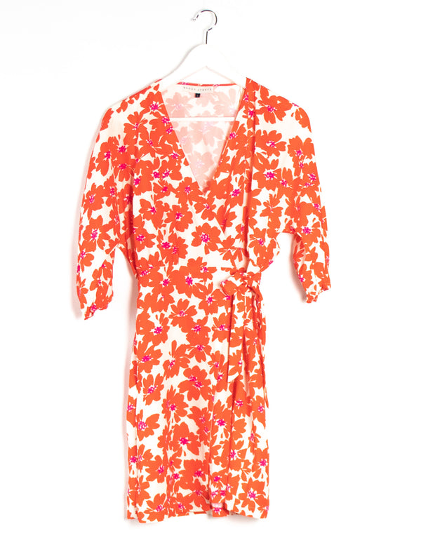 Rowen Avenue White/Red Floral Dress - Size S