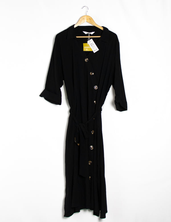 Virtuelle Black Wrap Button Dress -Size 24