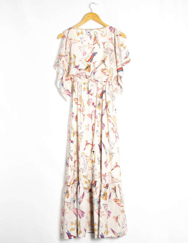 Off White Bird Print Dress - Size XS/ S