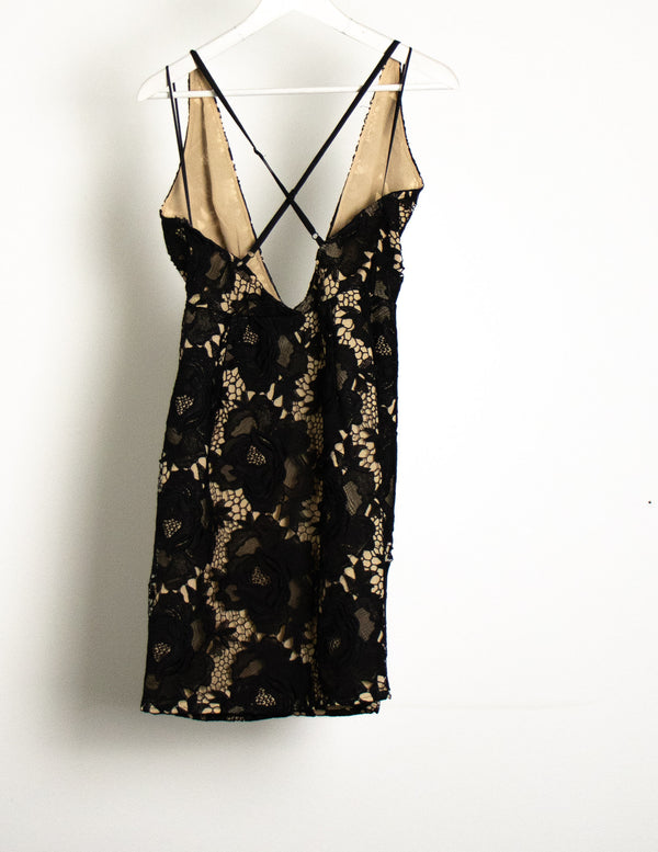 Stylestalker Black/Beige Lace Dress - Size L