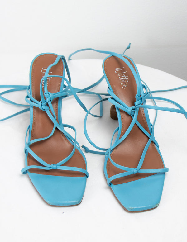 Wittner Blue/Brown Strappy Heels - Size 38