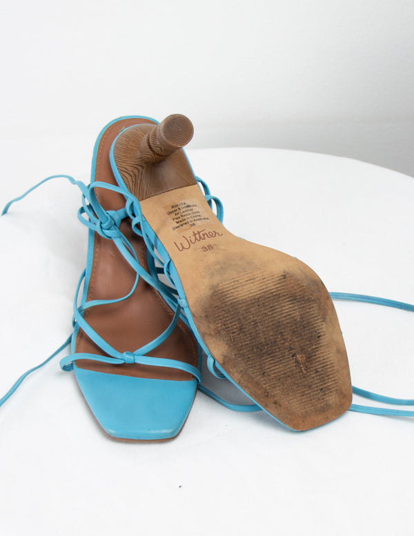 Wittner Blue/Brown Strappy Heels - Size 38