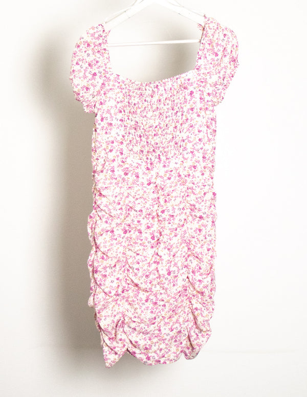 Shareen Collection Pink Floral Ruching Dress - Size 12