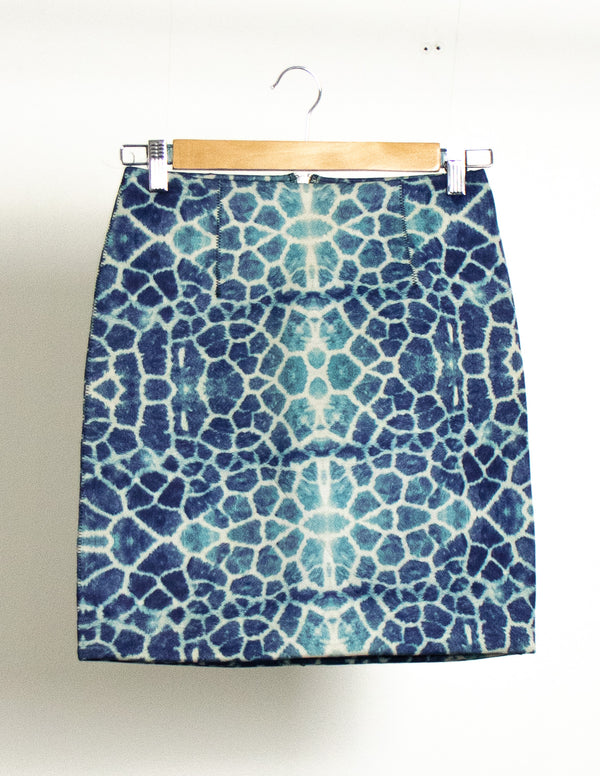 Shakuhachi Blue Print Mini Skirt - Size 8
