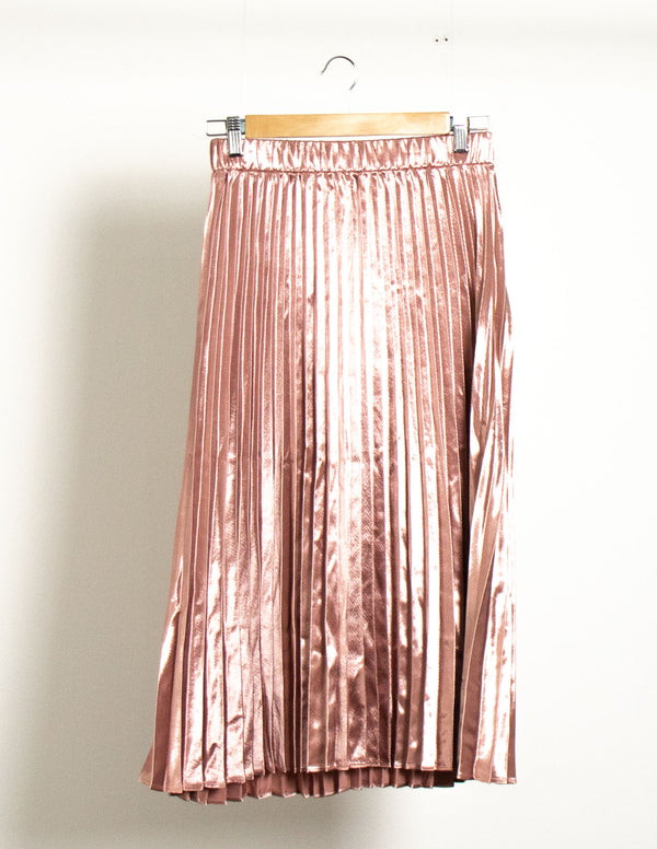 Piper Petites Mid Blush Pink Metallic Pleated Skirt - Size 8