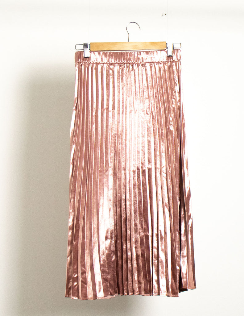 Piper Petites Mid Blush Pink Metallic Pleated Skirt - Size 8