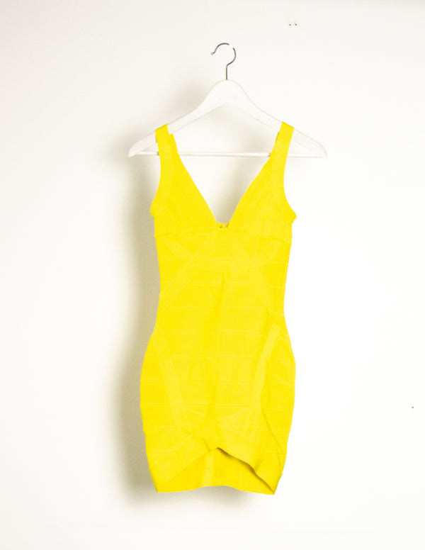 AMYIC Lemon Yellow Bodycon Dress - Size S