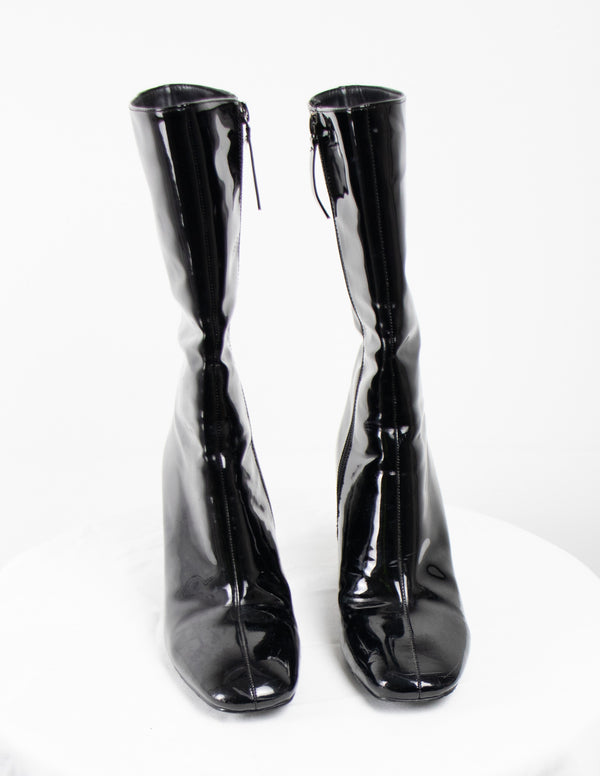 Public Desire Black High Heel Boots - Size UK 4