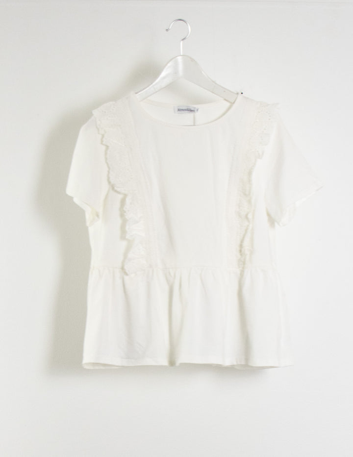 Atmos&Here White Lace Trim Top - Size 10