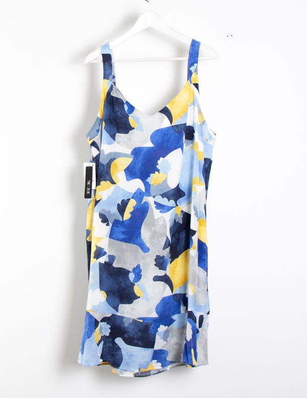 NIC + ZOE Blue Pattern Dress- Size 2XL